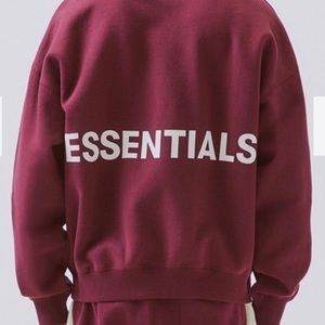 FEAR OF GOD ESSENTIALS BURGUNDY CREW NECK